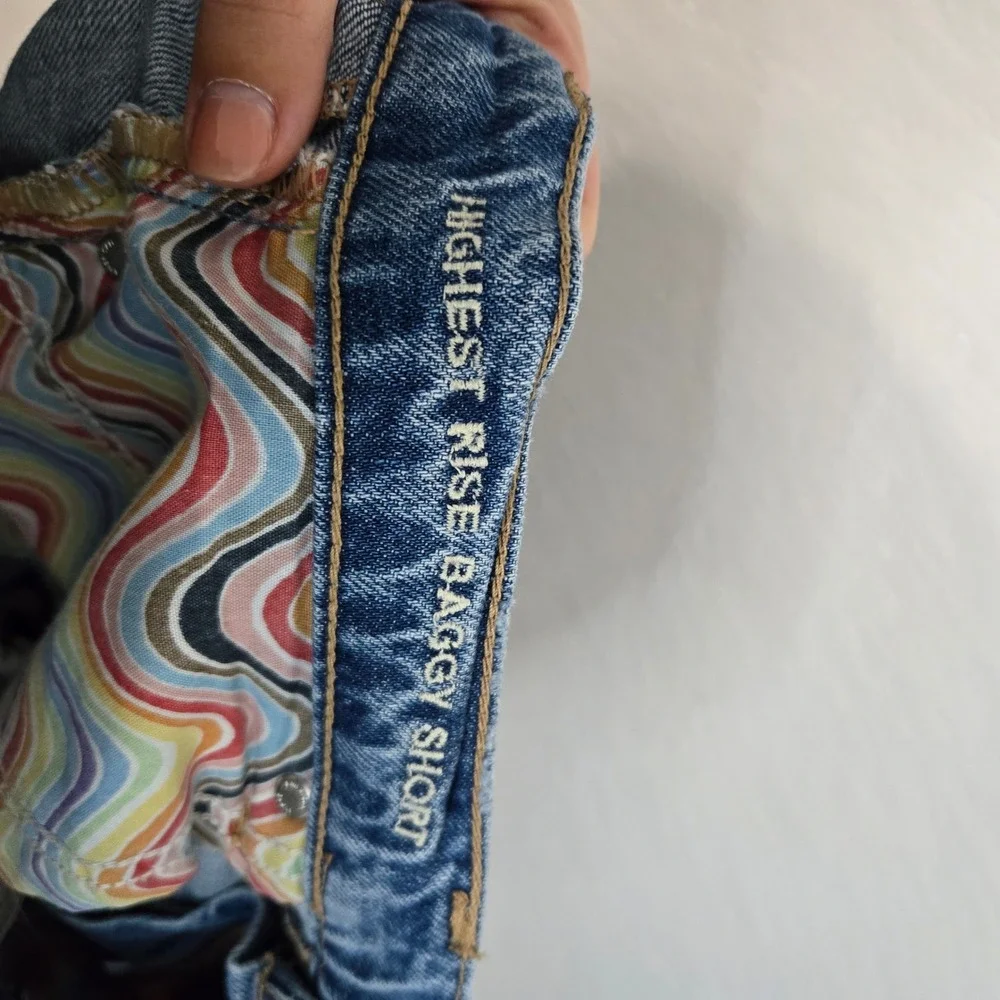 American Eagle Highest Rise Baggy Short Denim Pride Shorts Women's Size 14